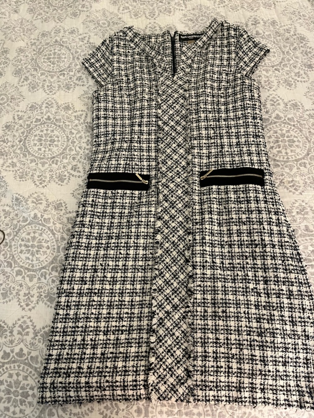 Karl Lagerfeld Black & White Tweed Mini Dress